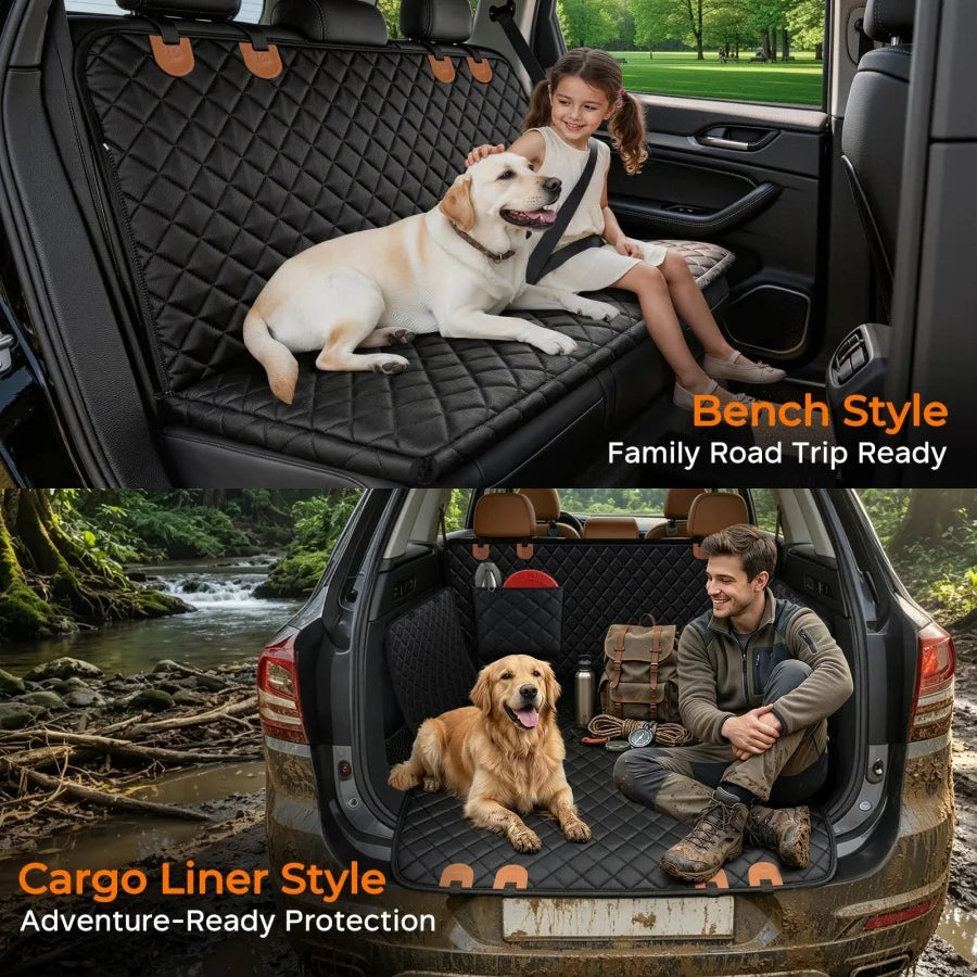 YVDKL pet dog car seat cover, 100% waterproof, hammock style design, 600D high-strength scratch resistant anti slip durable soft backrest, suitable for cars and SUVs