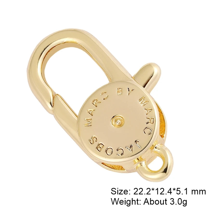 Juya Handmade Creative 18K Gold Plated Brass Screw Locks Carabiner Clasps Accessories For DIY Mesh Chains Pendant Jewelry Making