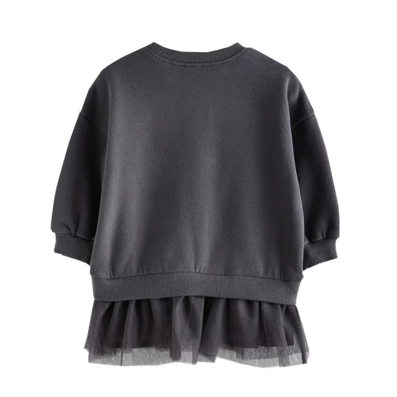 Jumping Meters 2-7T Bear Beading  Princess Girls Dresses For Autumn Spring Long Sleeve Party Girls Clothing Cute Baby Frocks