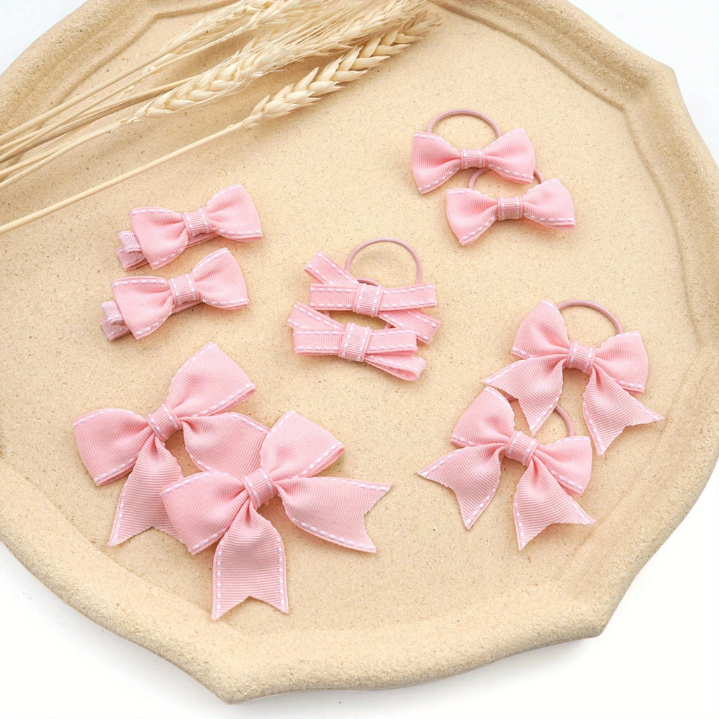 10 Pieces/Set Wholesale Children Girl Hair Clips, Barrettes, Hair Bows, Hair Ties, Headwear for School Girls Accessories