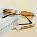 1Pc Men's Fashion Glasses New Metal Frameless Elegant Retro Versatile Trendy Suitable for Daily Use Vacation Outdoor Sun Protect
