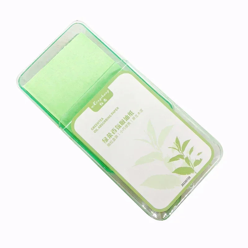 Scented Oil Blotting Paper 300 Sheets Bamboo Charcoal Green Tea Portable Boxed for Facial Shine Removal