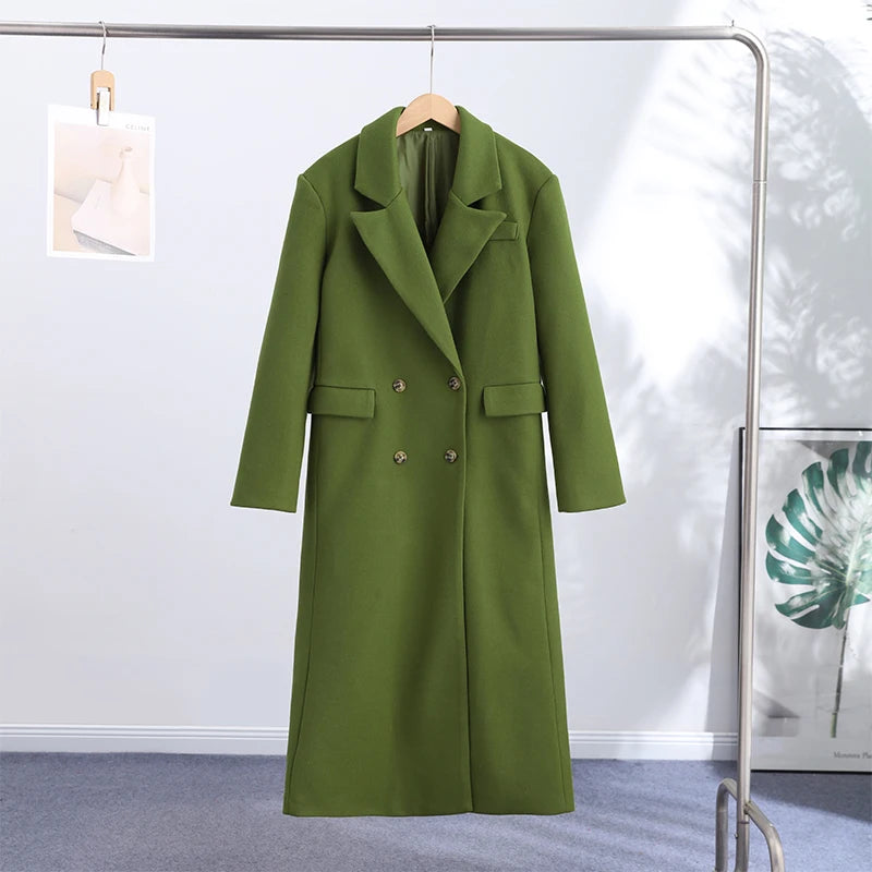 2026 Autumn Winter Solid Women's Woolen Overcoat Urban Long Sleeve Lapel Button Female Outwear Elegant Fashion Lady Overcoats
