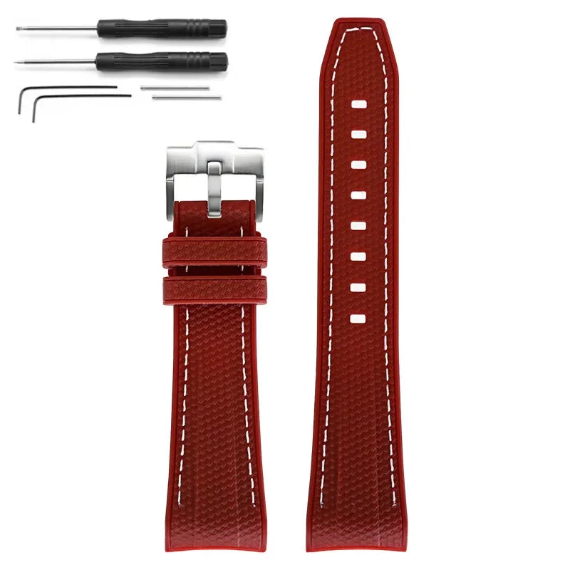 Rubber Silicone Watch Band for Swatch X Blancpain GREEN ABYSS Curved End Waterproof Sport Woven Pattern Strap Bracelet 22mm