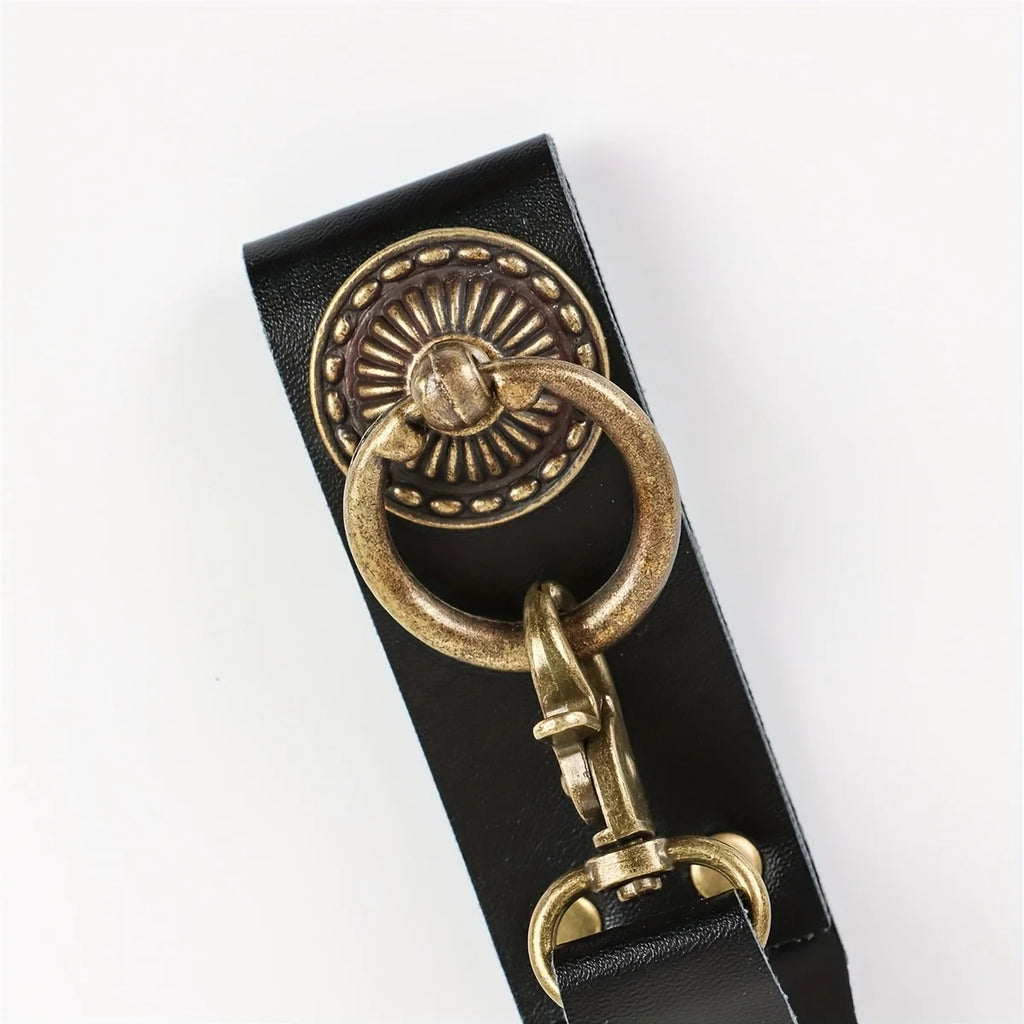 Medieval Steampunk Belt Mug Hanger, Viking Knight Cup Strap Holder with Metal Finish and Keyring Clasp, for Cosplay