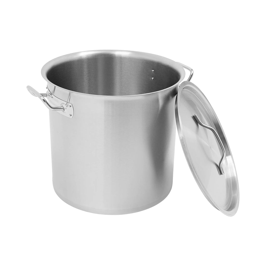 Large Stock Pot with Lid 35cm, Stainless Steel Soup Pot 34.9qt for Family Cooking Noodles Brine Meat Gathering Commercial Use