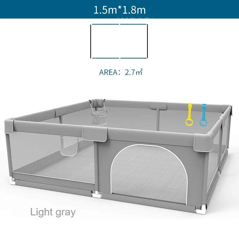 IMBABY Baby Playground 150x180cm Baby Playpen Grey Children's Fence Box with Protective Angle Game Playpen for Children Activity