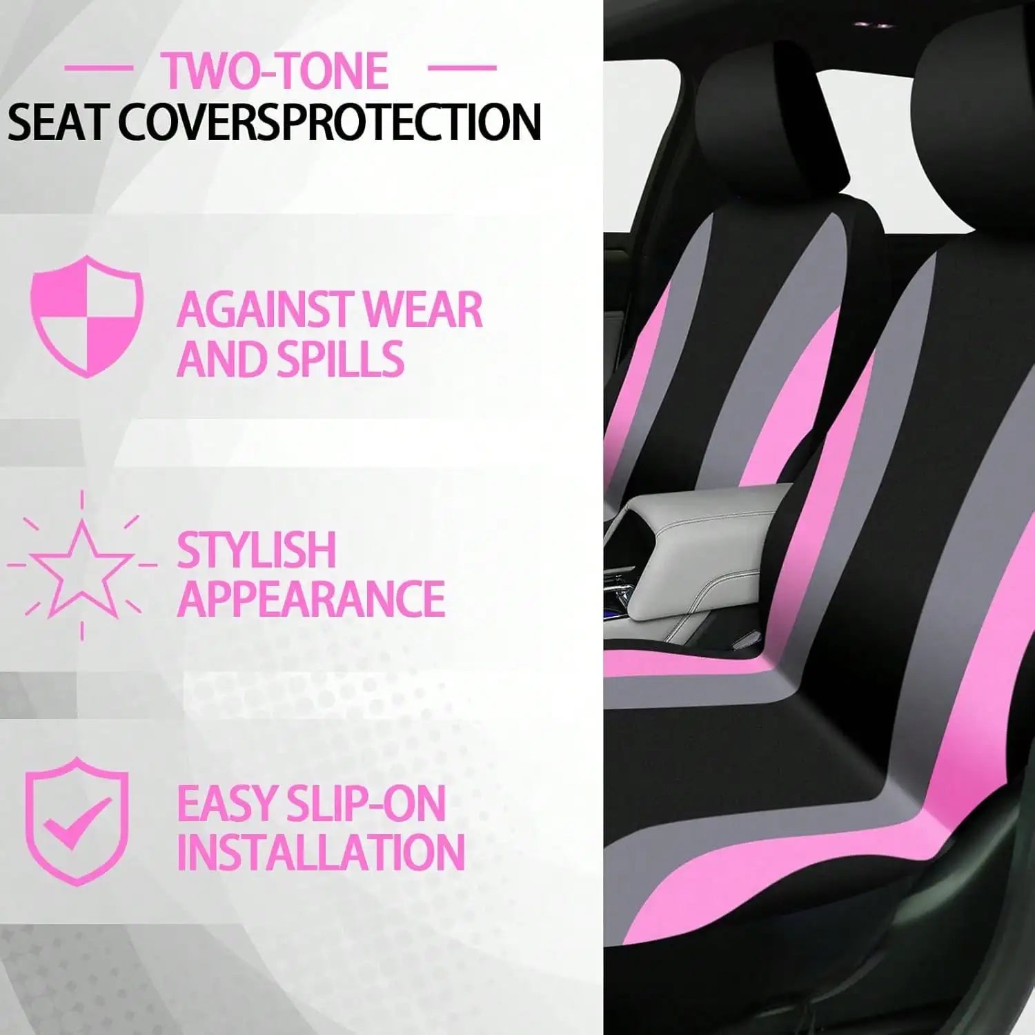 35-Piece Luxury Car Seat Cover Set - Soft Fluffy Steering Wheel Cover, Universal Safety Belt Protectors, Gear Shift Cover, Fashionable Interior Accessories For Women - Premium Polyester Fiber, Easy To Install, Stylish, And Pr