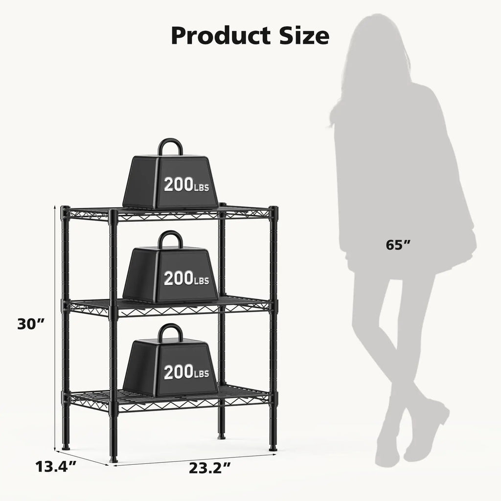 JHK 3-5 Tier Metal Wire Storage Shelves Adjustable Storage Racks Heavy Duty Standing Shelf Organizer for Living Room and Kitchen
