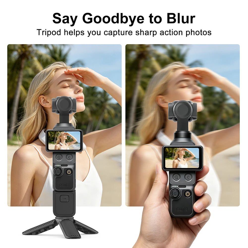 Minifocus Mini Table Tripod for DJI OSMO Pocket 4/3/2, Portable Vlog Handheld Tripod Handle Grip Small Desk Tabletop Stand Mount