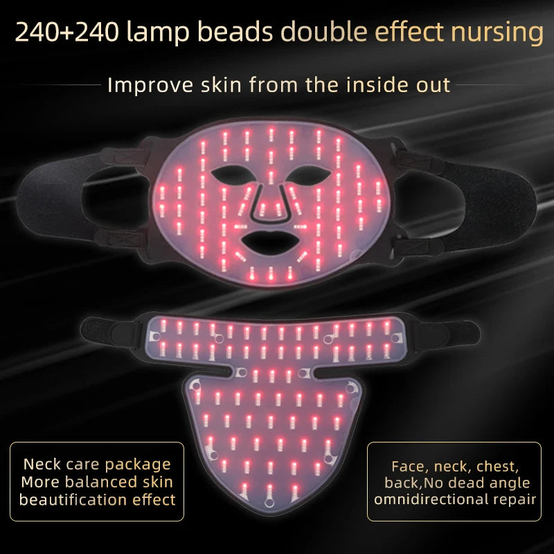 Portable Led Face Mask 4 Colors Red Light Therapy Face Mask 850NM Near Infrared Red Light Photon Therapy Skin Care Face Mask