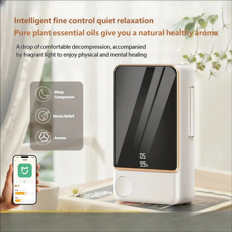 Smart Aroma Diffuser Air Purifier 5 Gears Digital Display Compatible with Plant Essential Oils Wall Mount Tabletop USB Charging
