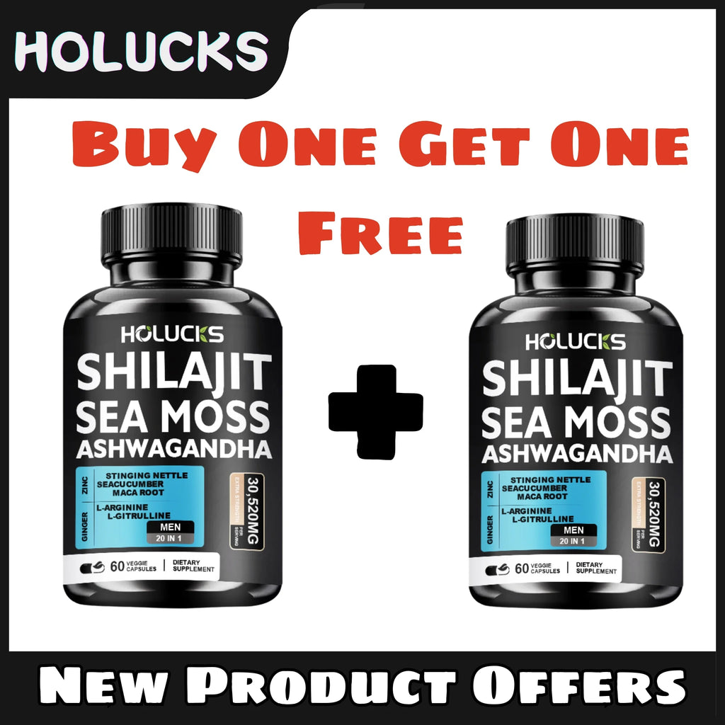 Buy 1 Get 1 Free! Pure Shilajit & Sea Moss Supplement, for Boosts Testosterone, Energy & Stamina, Supports Male Vitality, Men