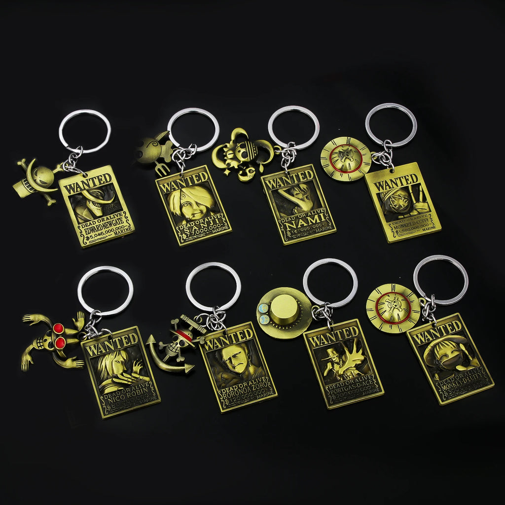 One Piece Luffy Straw Hat Keychain Rotatable Zoro Skull Metal Pendant Role-Playing Decorative Accessories Fan Jewelry Gift