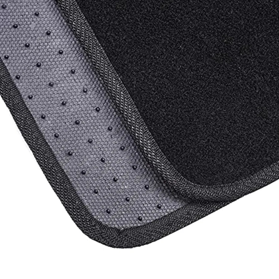 Universal Fit Anti-Slip Carpet Floor Mats, Full Set for Car, SUV, Van and Truck, 4 count, Black, 25"L x 17.5"W Front,13"L x 17.