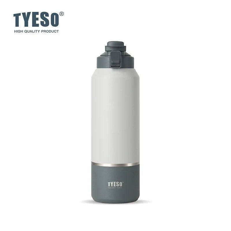 Tyeso Large‑Capacity Travel Mug with HandleVacuum Insulated Water Bottle Leakproof Lid Drinkware for Hiking Outdoor
