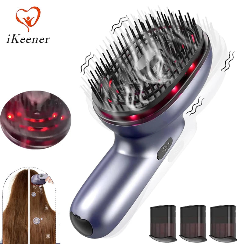 Massage Comb Red Light 360° Kneading 2 Level 167*Massage Bristles Vibration 3*Essential Oil Cartridges Atomization Head Massager