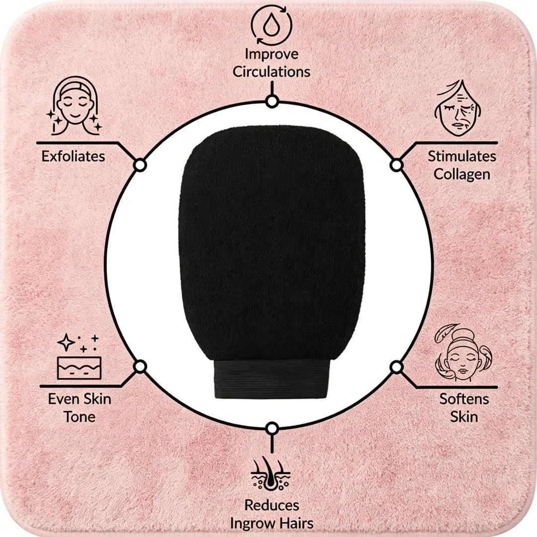 Gentle Skin Exfoliating Glove 1Pc Double Sided Hammam Bath Double Sided Gentle Body Peeling Glove Soft Hammam Exfoliator Mitt