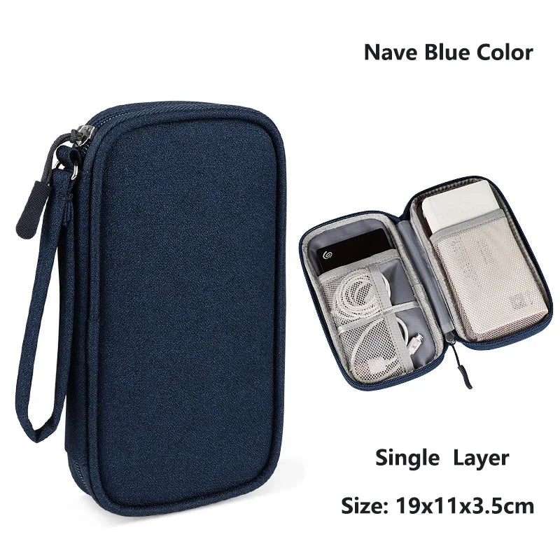Home Office Cable Organizer Bag, Portable Travel Digital Storage Case for USB Charger Headset
