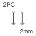 Surgical Steel CZ Flat Back Labret Stud 16G 6mm 8mm Internally Threaded for Cartilage Helix Tragus Lip Hypoallergenic Piercing