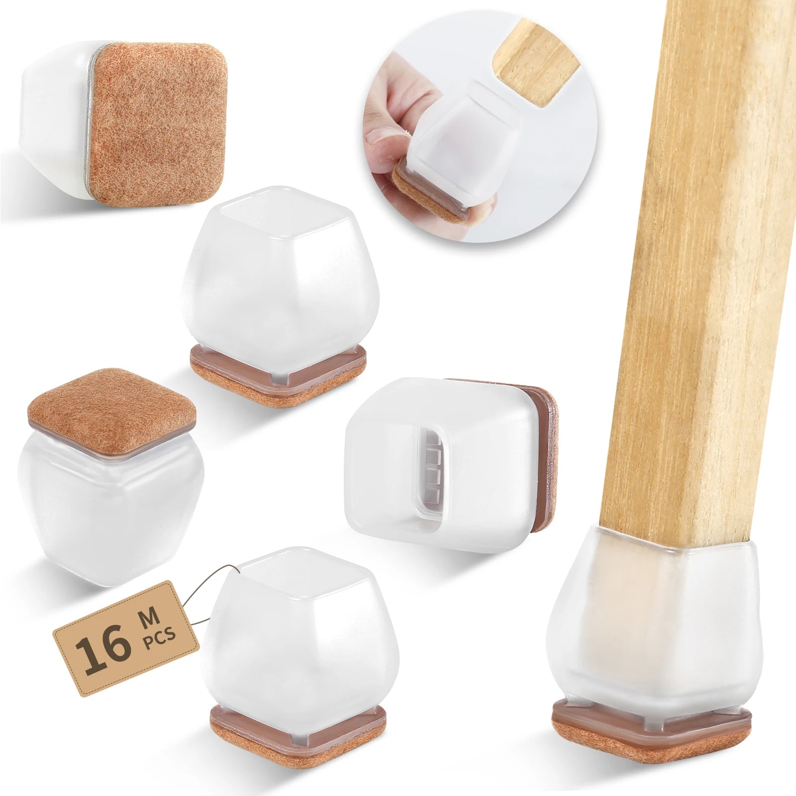 16PCS Silicone Chair Legs Pads Non-Slip Felt Chair Feet Caps Furniture Floor Protectors No Scratches Reduce Noise Home Decor