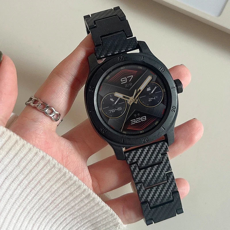 Carbon Fiber Band For Samsung Galaxy 7/FE/4/5/6/Classic 46mm/Active 2 40mm 44mm link Bracelet Huawei Watch GT 4/2/2e/3/Pro strap