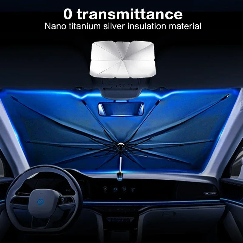 Car Sunshade Umbrella Front Windshield Silver Glue Sunshade Umbrella Uv Resistant Folding Umbrella Sunscreen Accessories Amagi