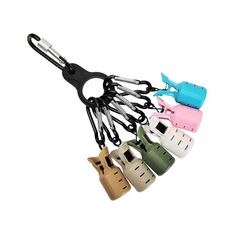 New Squid Jig Bait Protector Kit Size M 6pcs Webfoot Octopus Egi Hooks Cover Cuttlefish Umbrella Lure Cap with Carabiner