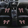 4 Piece Universal Car Floor Mats With Pink Bow Design Polyester All Weather Mat For Sedan SUV Truck