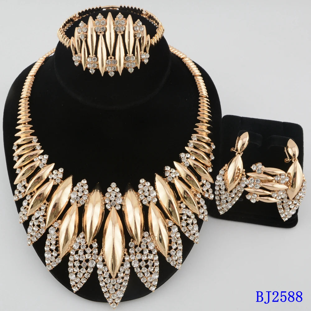 african women fashion coral beads jewlery set Luxury Dubai style Plated 4pcs Necklace Earrings Ring Bracelet party gift