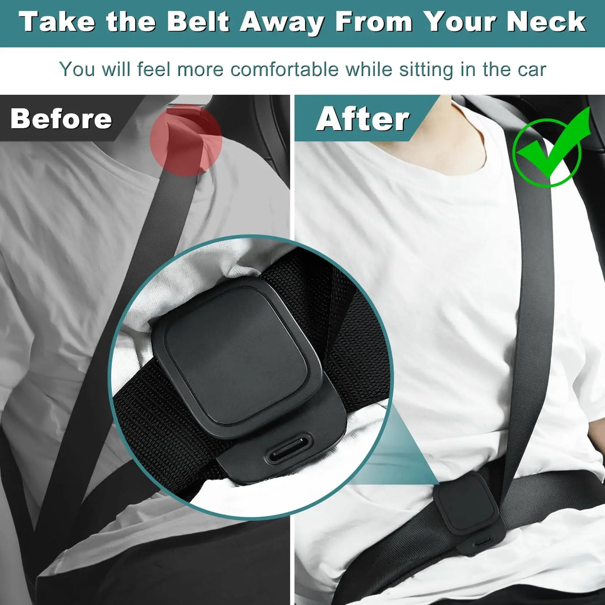Car Seat Belt Adjuster Seat Belt Clamp  Shoulder and Neck Seat Belt Locking Clip Protector Comfortable Driving