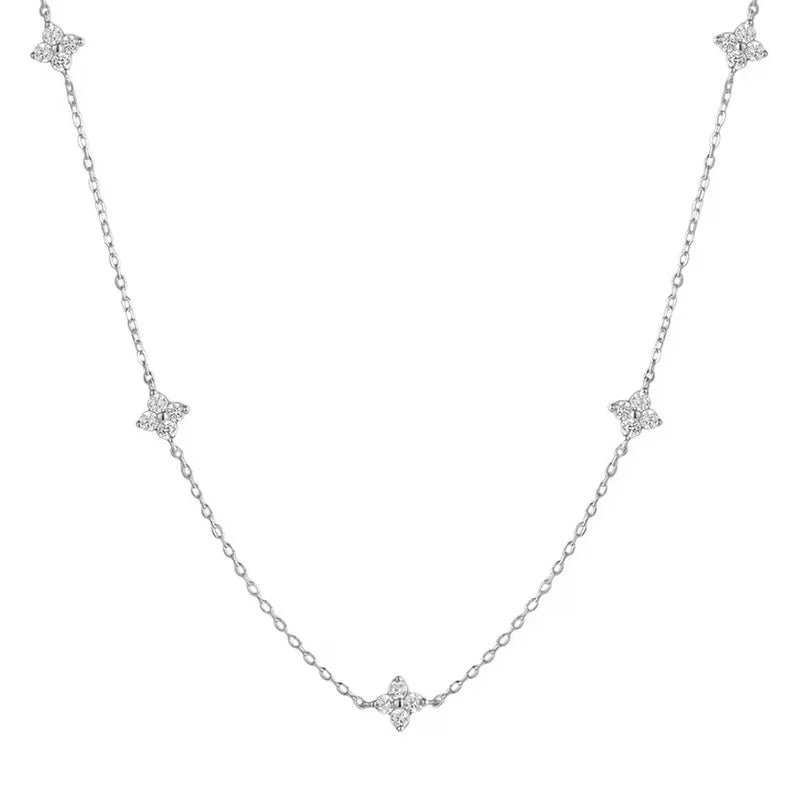Dainty Lucky Leaf Necklace for Women 925 Sterling Silver 14K Gold Plated Cute CZ Flower Pendant Choker Fashion Jewelry Gifts