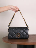 New Luxury Champagne Color Fashionable & Elegant Women's One Shoulder Underarm Bag, High-End Soft Leather Quilted Stitching Chain Strap Commuter Bag, Versatile Large Capacity Crossbody Bag