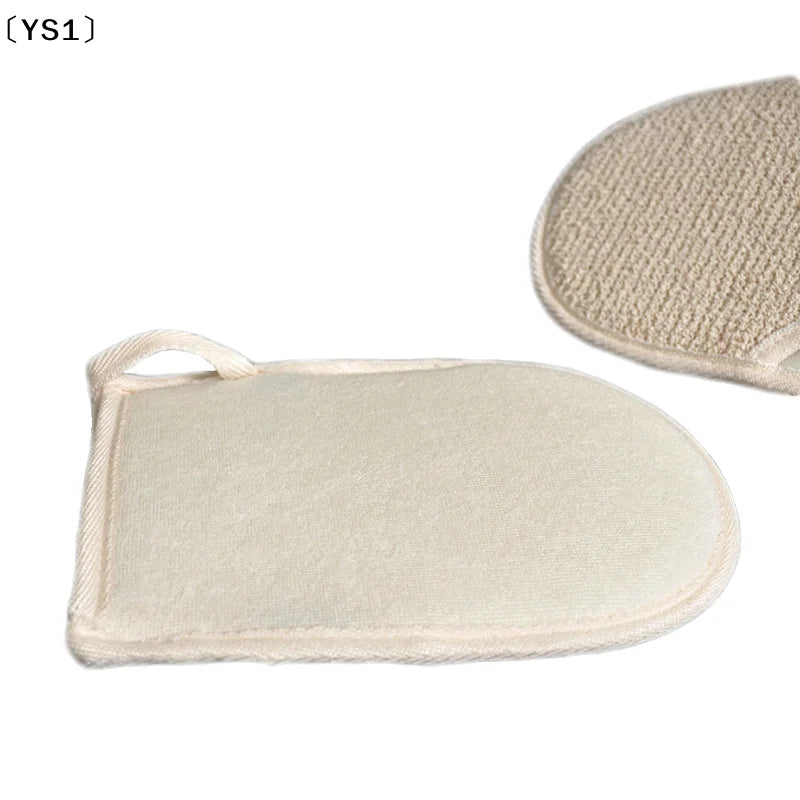 〔YS1〕Soft Natural Loofah Glove Double Sided Body Scrub Sponge Pad For Shower Spa Skin Clean Bath Mitt