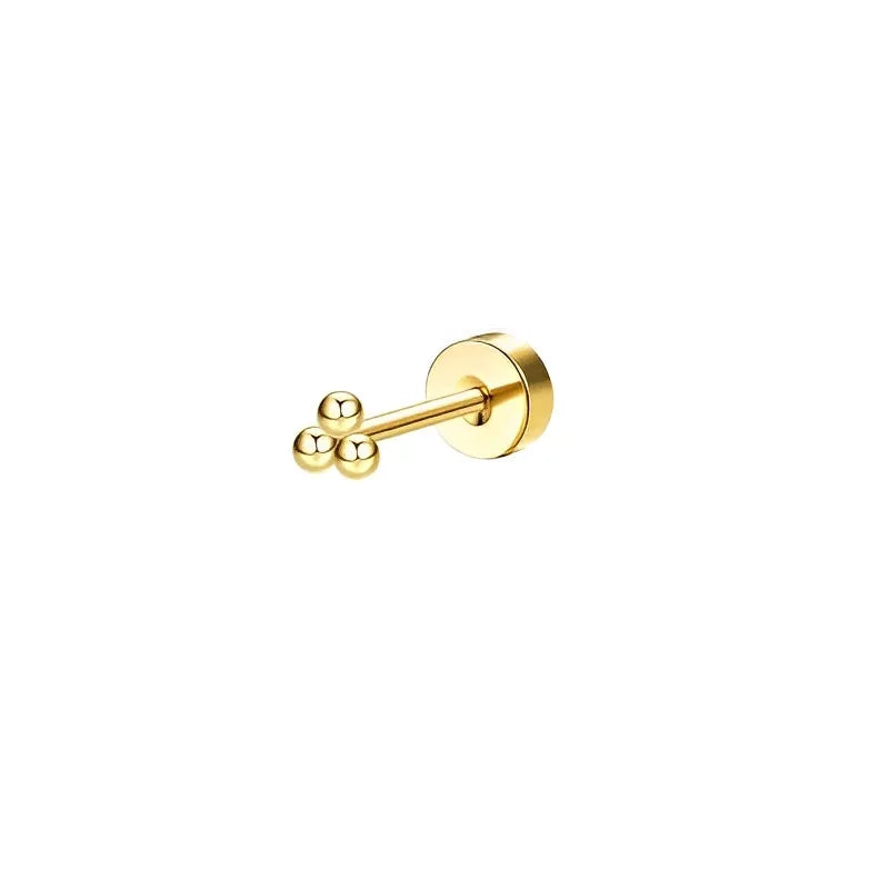 Bobisty 1pc Earrings Surgical Stainless Steel Earrings for Women Dainty Flat Back Earring Stud Hoop Cartilage for Sensitive Ears