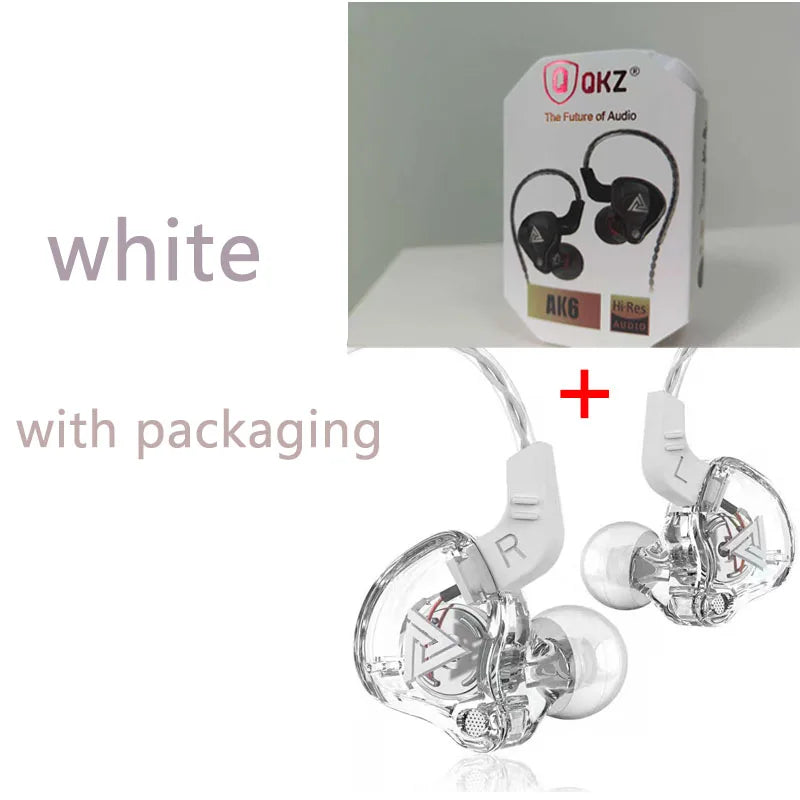 NEW KZ AK6 Copper Driver HiFi Wired Earphone 3.5MM Race Sport Headphone Bass Stereo Headset Music Earbuds In Ear With Mic