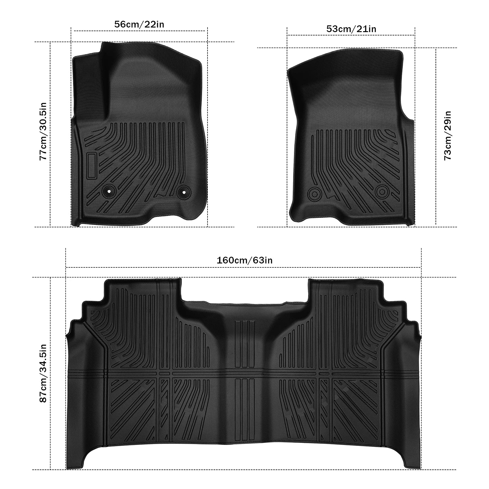 3PCS NEW All-Weather Waterproof Non-slip Durable Car Floor Mats For Chevy Silverado/GMC Sierra 1500 2019-2024 Auto Flexible Floor Liners