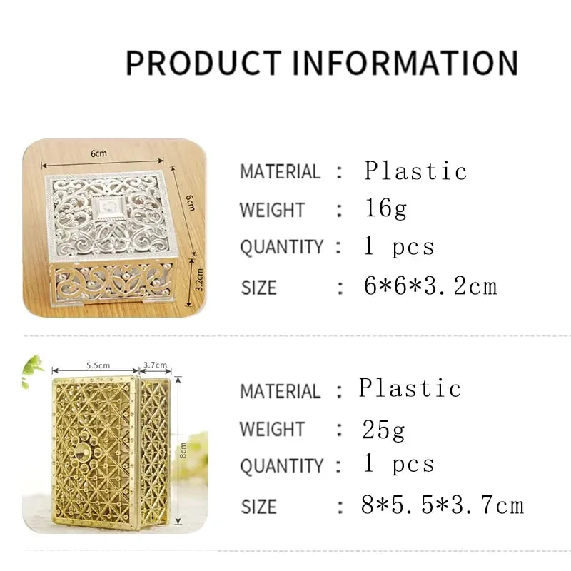 2Pcs Mini Treasure Jewelry Box Silver Hollow Flower Pattern Storage Case for Necklace Earring Ring