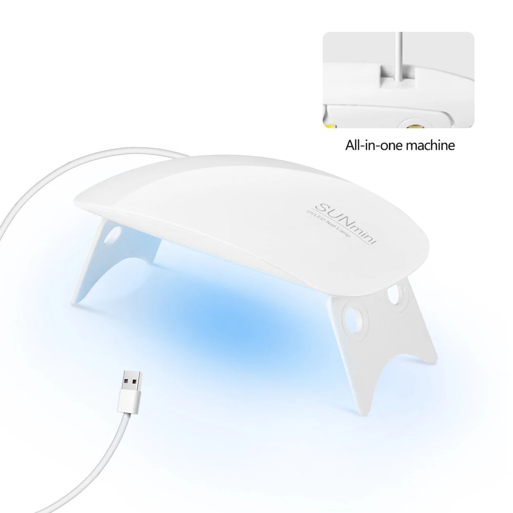 Mini Mouse 6W UV LED Nail Polish Drying Lamp 6 LED Portable Lights Home Nail Manicure Lamp USB Phototherapy Machine for Gel Nail