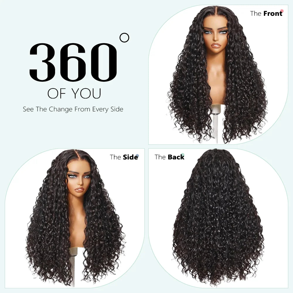 Natural Color Human Hair Wigs Deep Wave 40 Inches 200% Density 360 5x5 Closure 13x6 13x4 HD Transparent Invisible Lace Frontal Wig Black 1B For Women Brazilian Hair Pre Plucked Pre Cut Lace Pre Bleached Knots Pre Styled