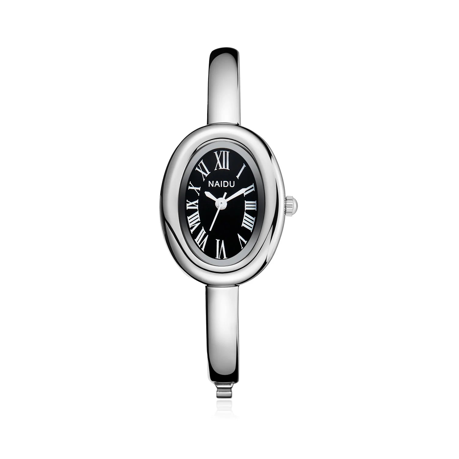 NAIDU Elegant Oval Bangle Watch For Women Roman Numeral Dial Gold Silver Cuff Strap Waterproof Quartz Wristwatch Reloj Mujer