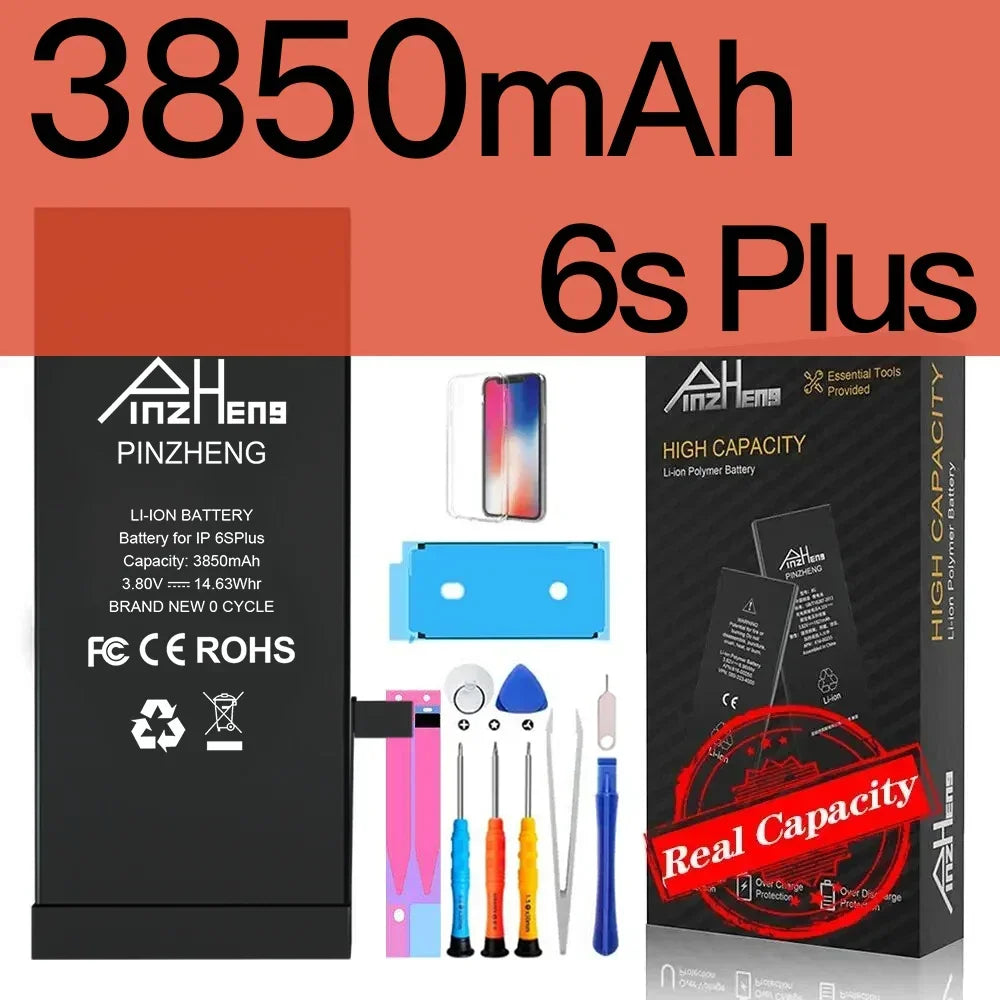 PINZHENG Real High Capacity Battery For iPhone 8 SE2020 6 6S 7 8Plus X Xs Max Xr Phone Replacement Batteries Warranty One Year