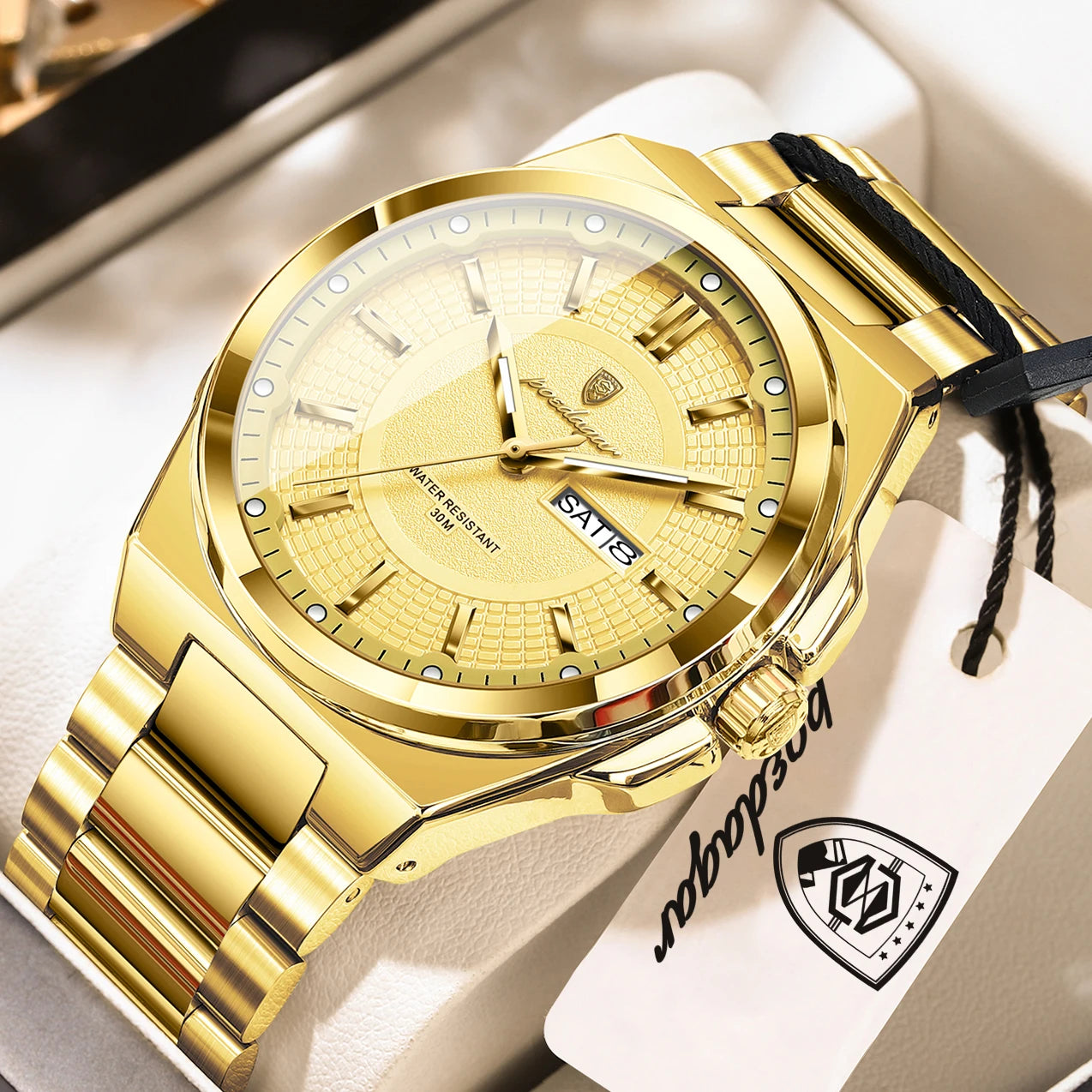 POEDAGAR Top Business Men Wristwatch Stainless Steel Waterproof Luminous Casual Man Watch Date Week Stylish Men's Quartz Watches