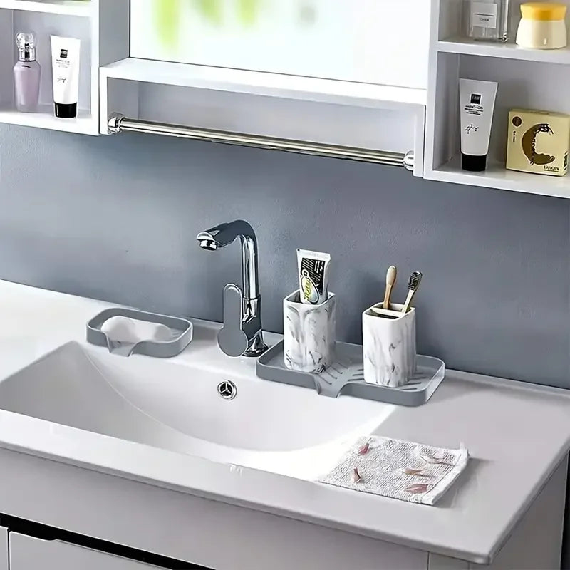 Silicone faucet mat kitchen sink tray soap dispenser sponge drain pad sink spadrying mat countertop storage tray soaptray