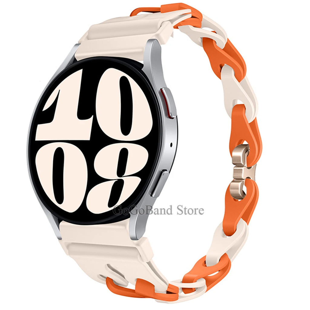 22mm 20mm Chain Strap for Samsung Galaxy Watch 7 6 5 4 6Classic Silicone Band for Huawei GT4 3Pro for Amazfit GTR 4/GTS Bracelet