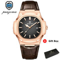 PAAZOMU Top Luxury Square Man Watch Date Waterproof Luminous Men Wristwatch High Quality Leather Men's Quartz Watches+Box Reloj