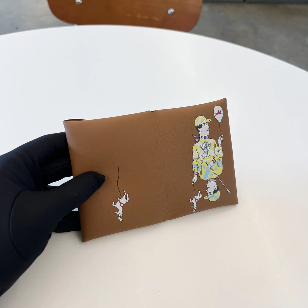 Printing Purse Genuine Leather Small Coin Wallet Genuine Leather Hasp Coin Purse Pouch Change Holder Card Holder for Men Women