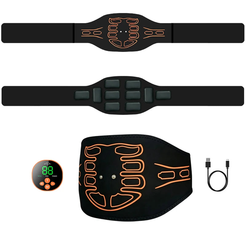 Abdominal Toning Belt Smart Abs Trainer Muscle Toner Body Waist Massager Slimming Belt Home Gym Fitness Equipment USB Recharge