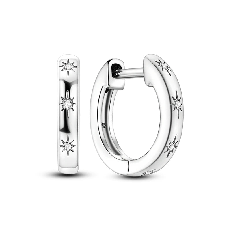 New 925 Sterling Silver Star And Moon  Women Earrings Brilliant Wedding Engagement Star Earrings Jewelry Gift
