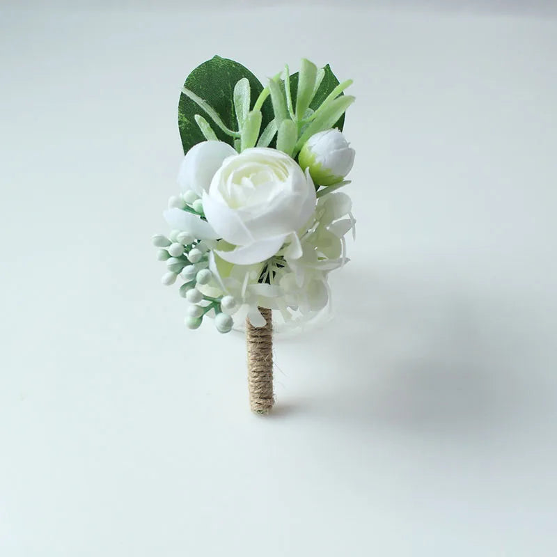 Corsage Men Wedding Rustic Boutonniere White Bridal Wrist Corsage Bridesmaid Groomsmen Party Meeting Personal Decorations